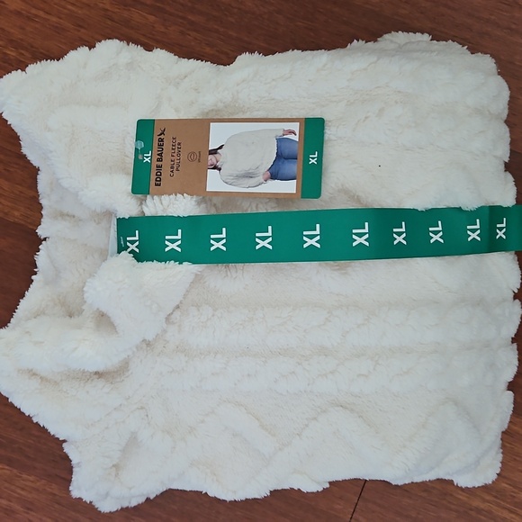 EDDIE BAUER Cable Fleece Pullover Ivory XL - Picture 4 of 9